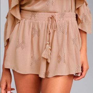 Mauve Embroidered Shorts